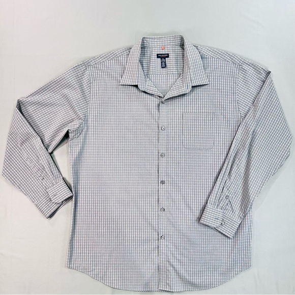 Van Heusen Men's Gray Checkered Button Down Shirt - Picture 3 of 9